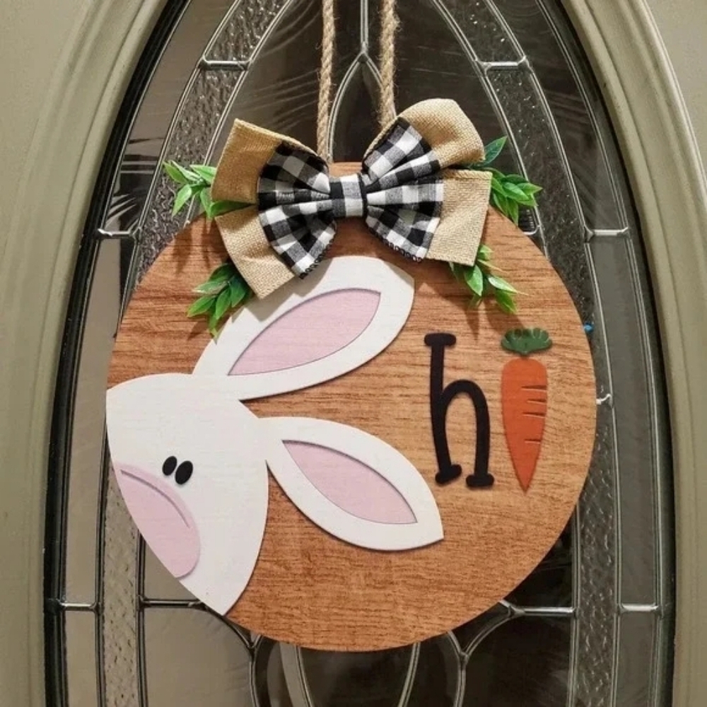Handmade Easter "hi" Door Sign